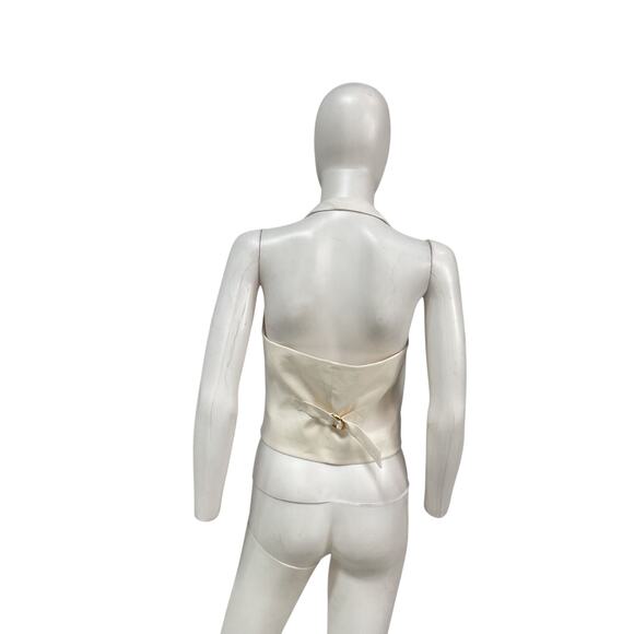 Veronica Beard 'Arabella' Off White Linen Halter Vest Size 4 - Picture 3 of 5